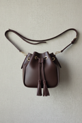 Bolso bombonera de piel chocolate