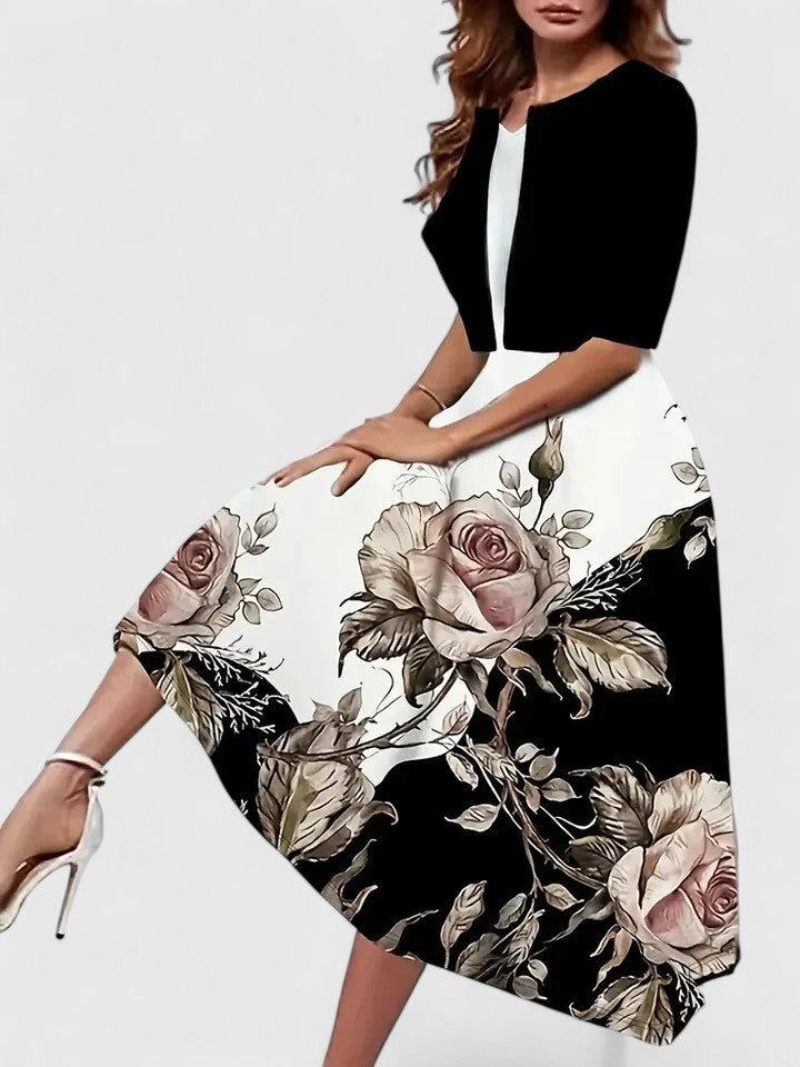 Azucena | Vestido midi elegante con estampado floral