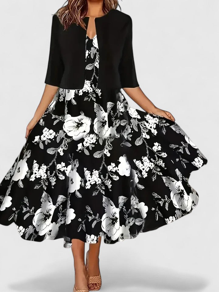Azucena | Vestido midi elegante con estampado floral