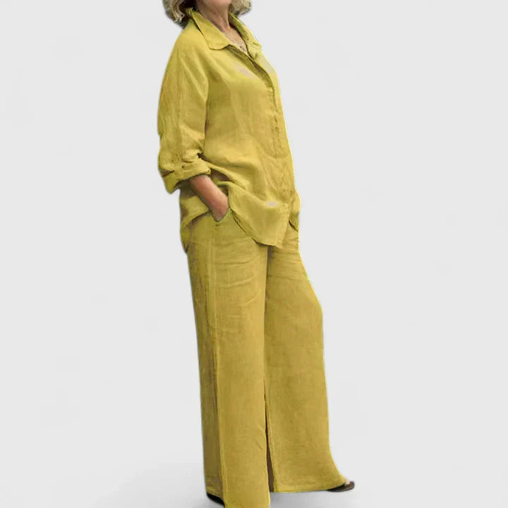 Delfina | Conjunto cómodo con camisa y pantalón amplio