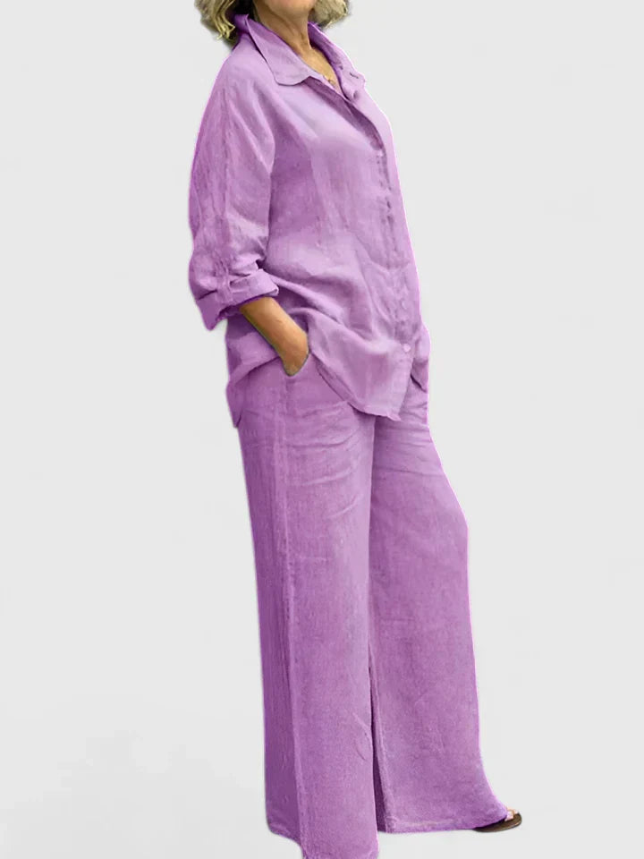 Delfina | Conjunto cómodo con camisa y pantalón amplio