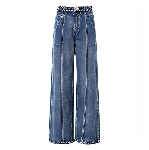 UrbanEase™ Women's Handmade Braided Wide Leg Jeans