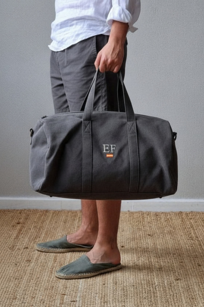 Bolso unisex gris oscuro fin de semana con opción de personalización