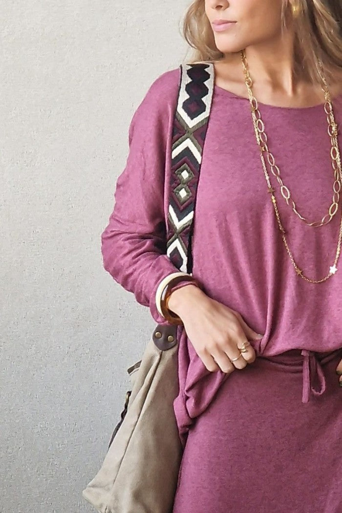 Correa Ajustable para Bolso Tonos Berenjena y Beige