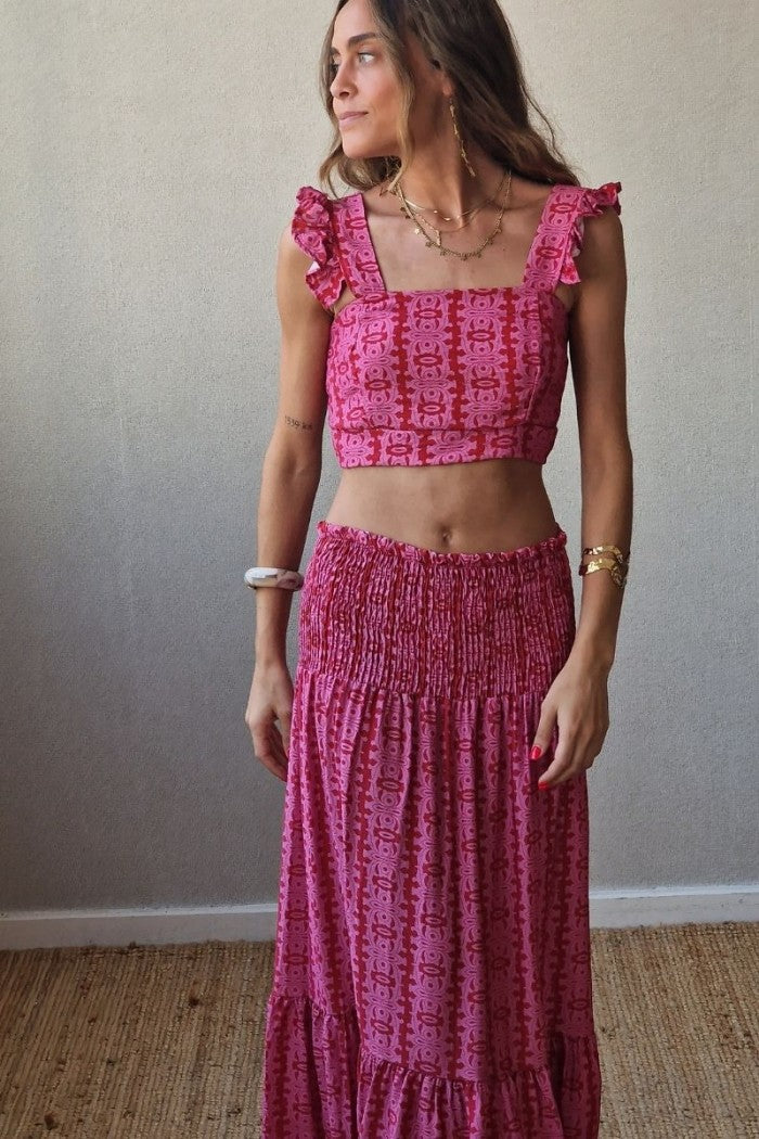 Top estampado fucsia