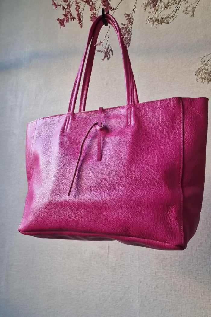Bolso shopping con cremallera fucsia