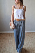 Pantalón con gomas de vichy gris