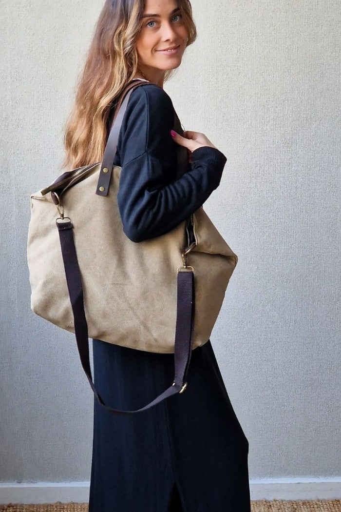 Bolso oversize loneta topo