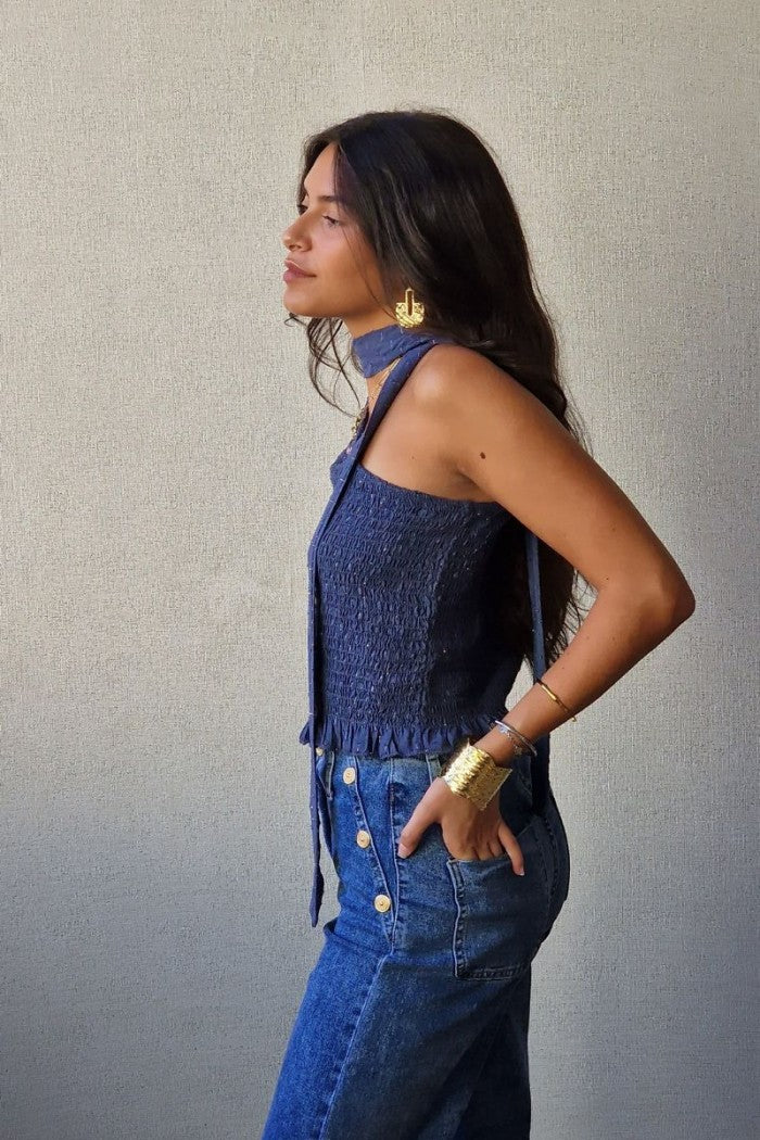 Pantalón Vaquero con Botones Laterales