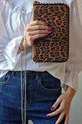 Bolso bandolera tachas animal print marrón