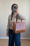 Bolso piel shopper tachuelas camel