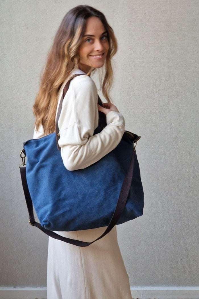 Bolso oversize loneta azul