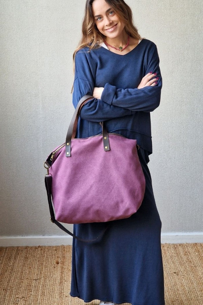 Bolso oversize loneta berenjena