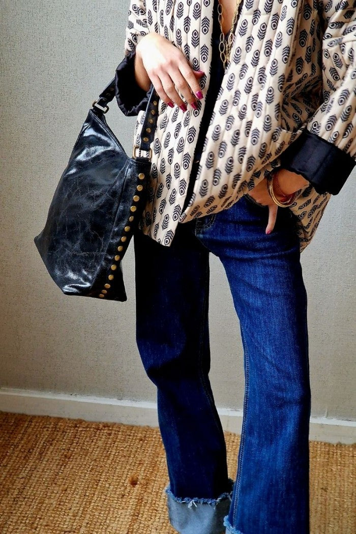 Bolso de hombro tachuelas negro