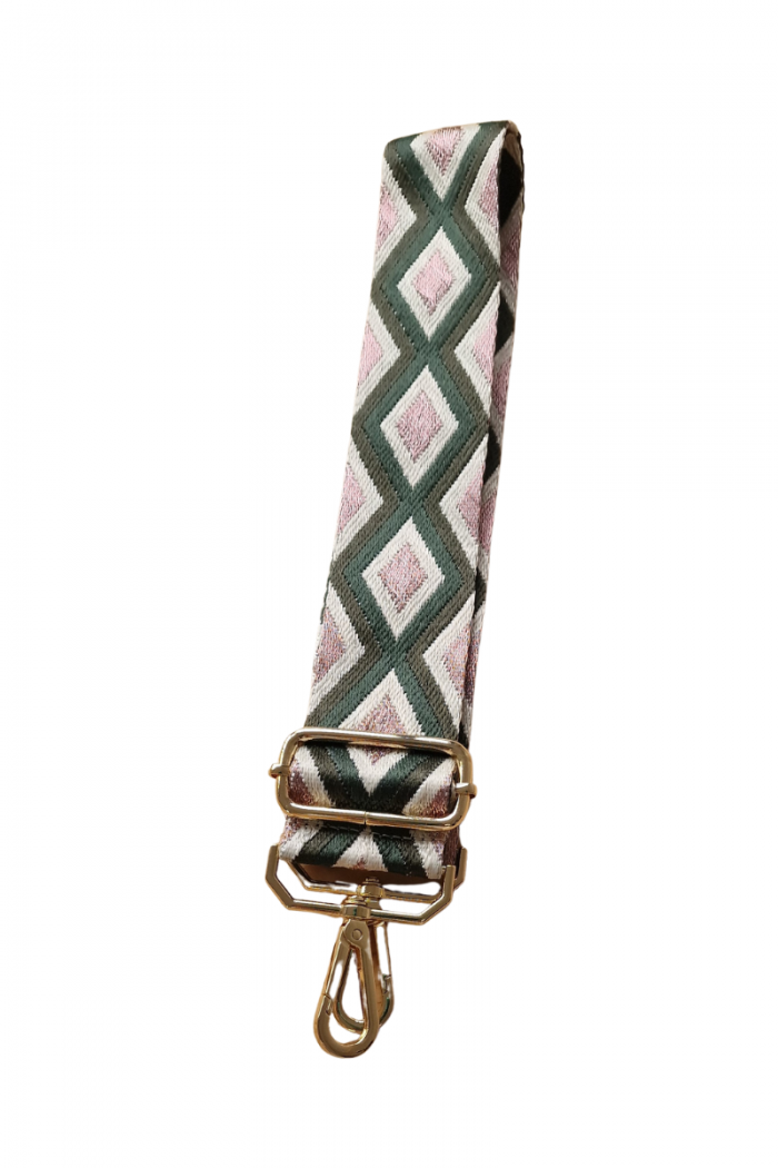 Correa para bolsos verde y rosa