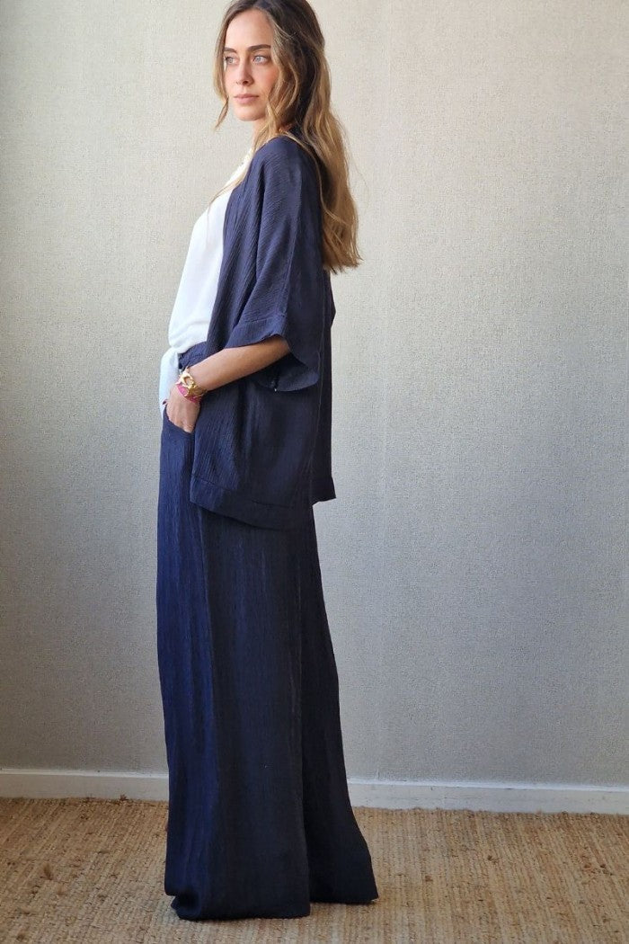 Pantalón de bambula con brillos azul marino
