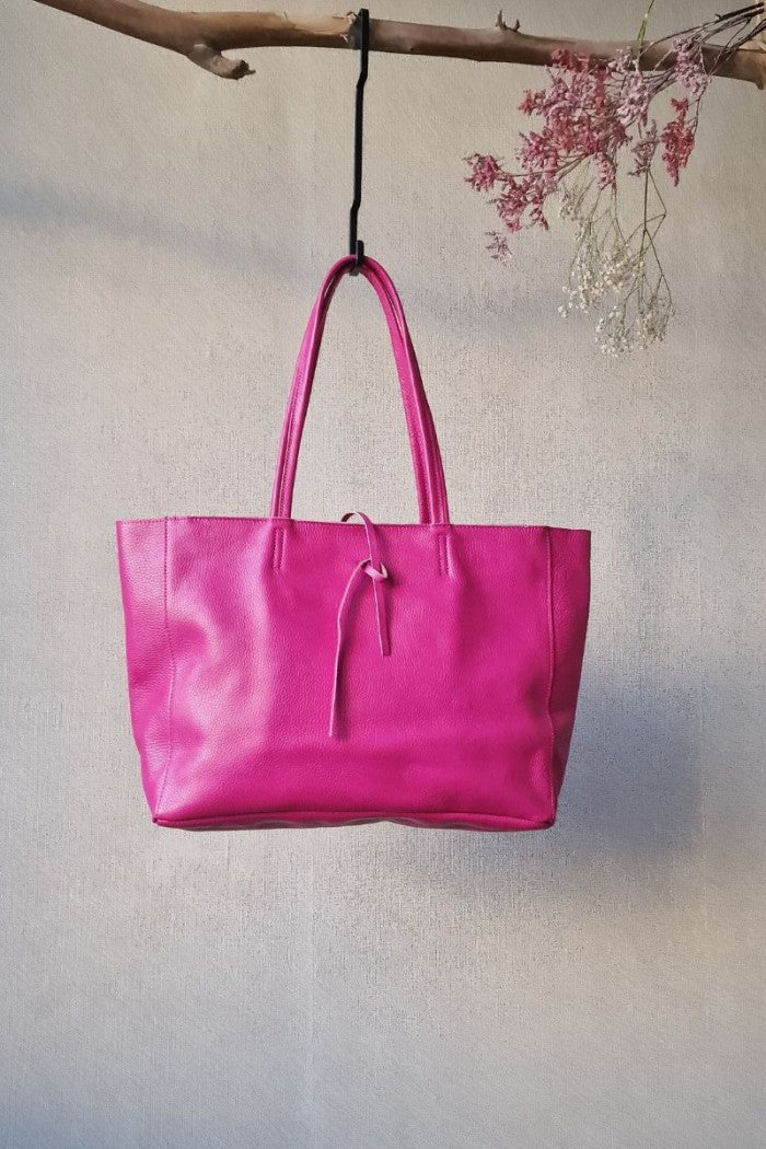Bolso shopping con cremallera fucsia
