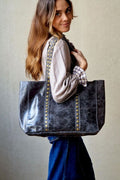 Bolso shopper tachuelas gris