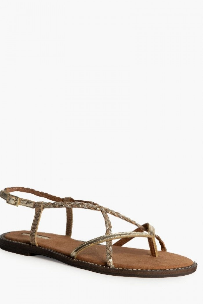 Sandalia Plana de Tiras Doradas - Estilo Urbano Chic