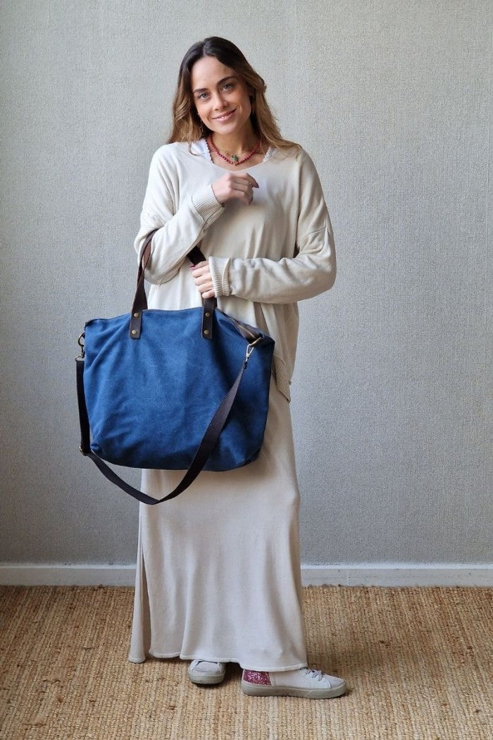 Bolso oversize loneta azul