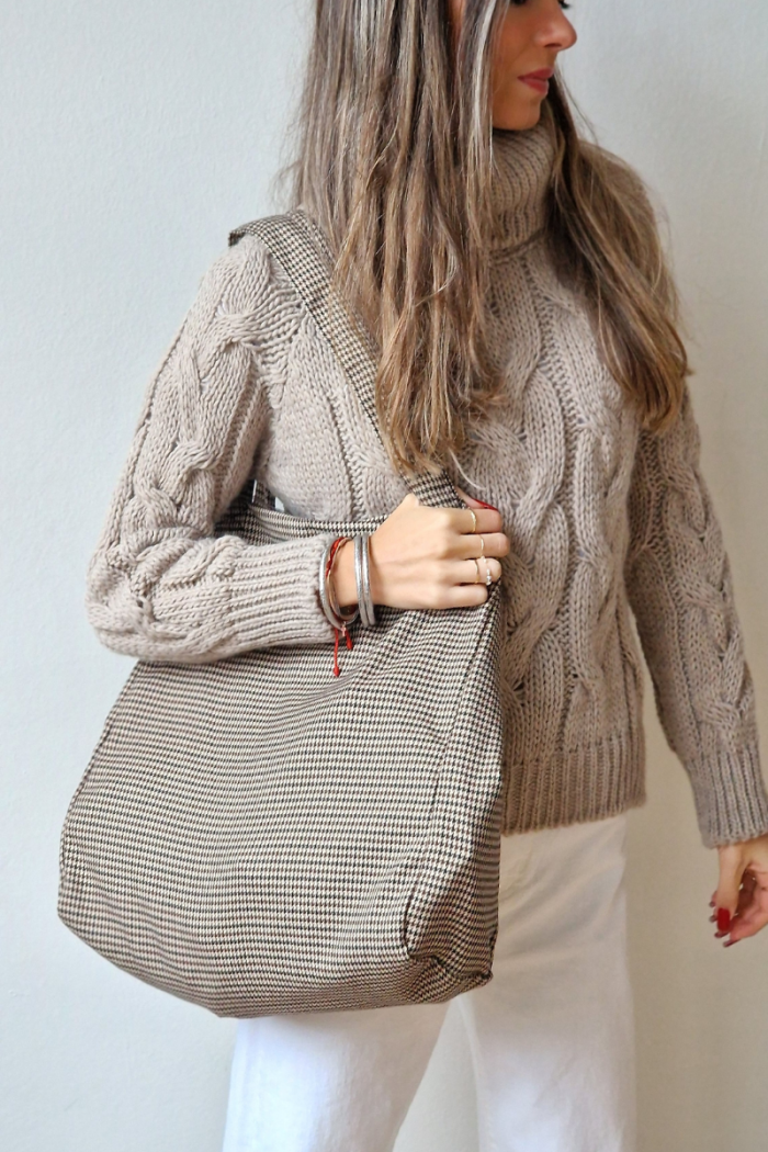 Bolso de tela pata de gallo con opción de personalizarlo