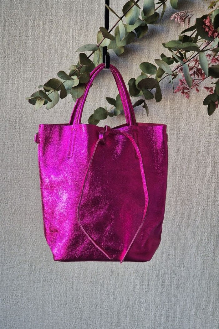 Bolso mini de piel fucsia night con opción de personalizar