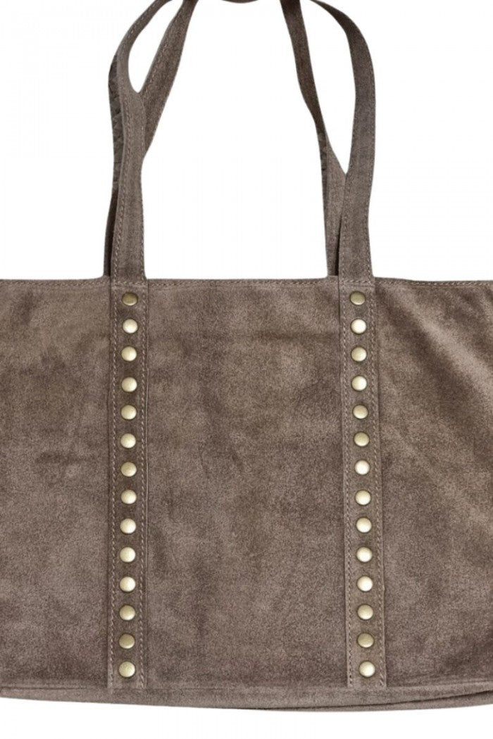 Bolso de ante topo shopping con tachuelas