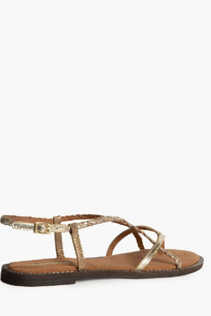 Sandalia Plana de Tiras Doradas - Estilo Urbano Chic