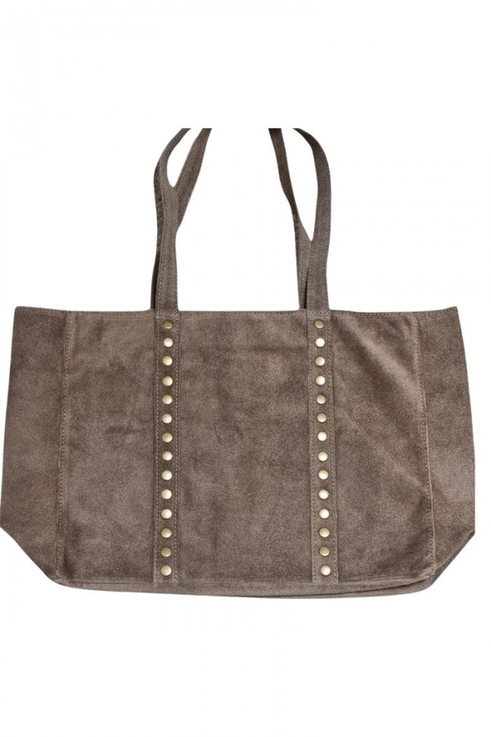 Bolso de ante topo shopping con tachuelas