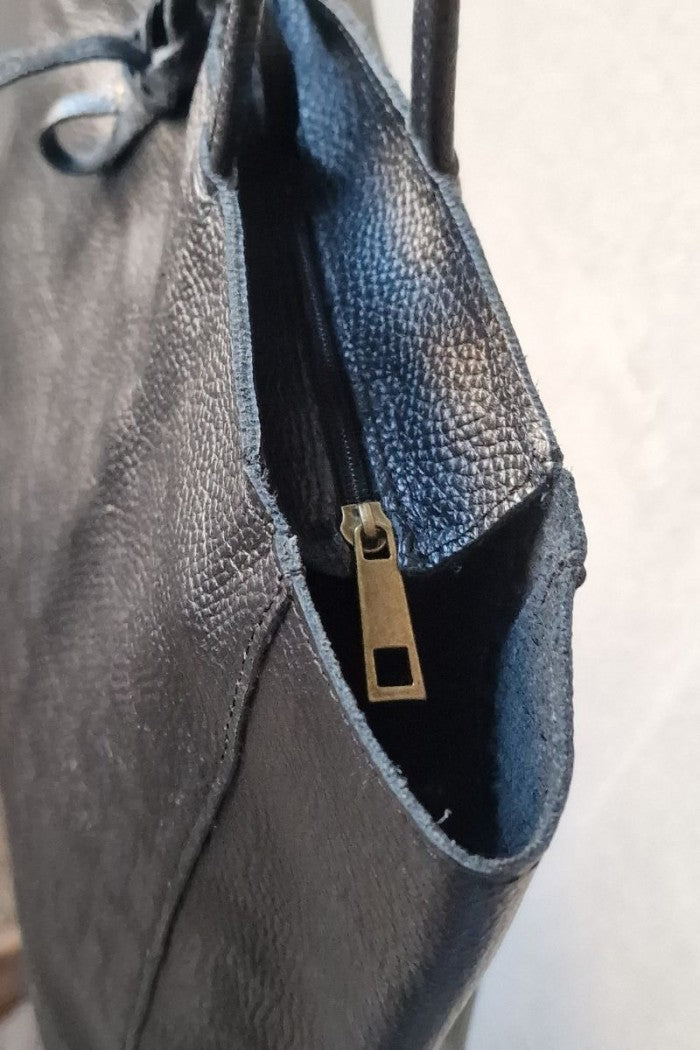 Bolso shopping con cremallera negro