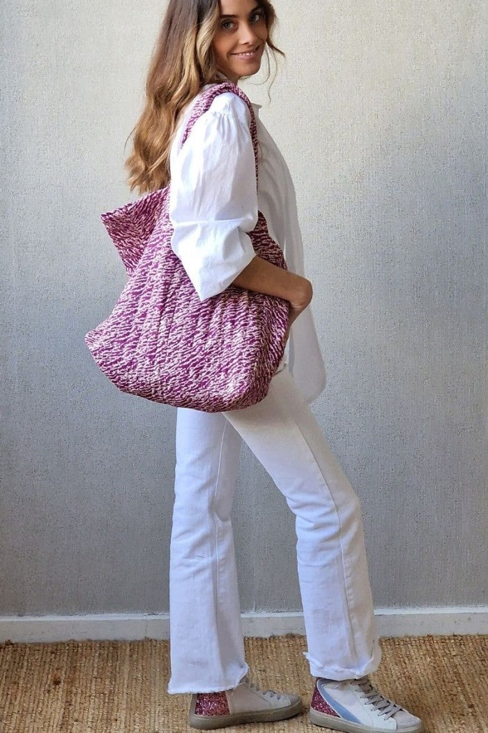 Bolso de tela estampada buganvilla con opción de personalizarlo