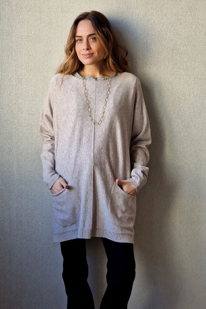 Jersey oversize bolsillos topo