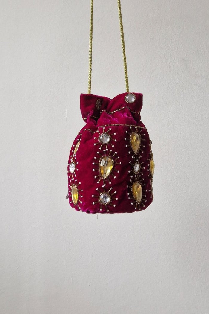 Bolso bombonera buganvilla con piedras