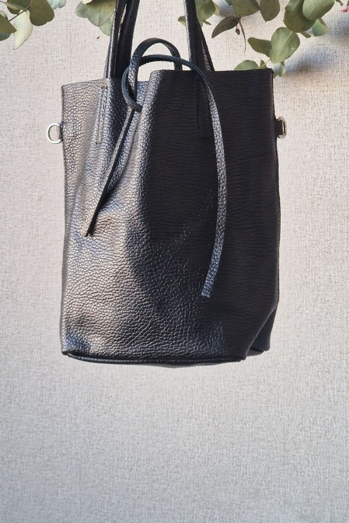 Bolso mini de piel negro con opción de personalizar