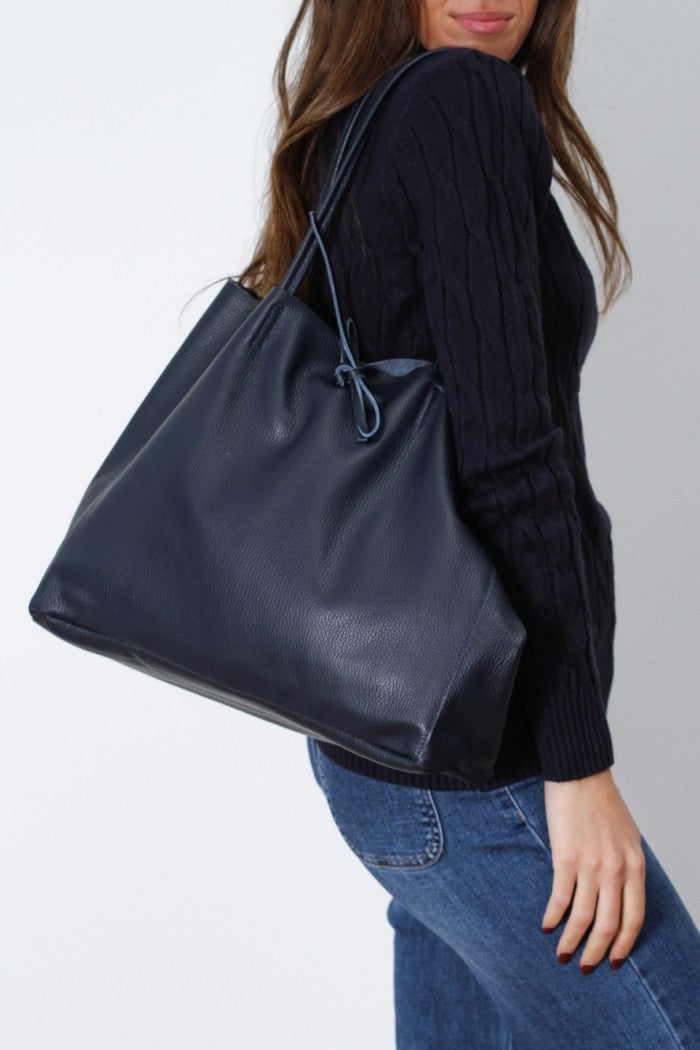 Bolso shopping con cremallera azul marino