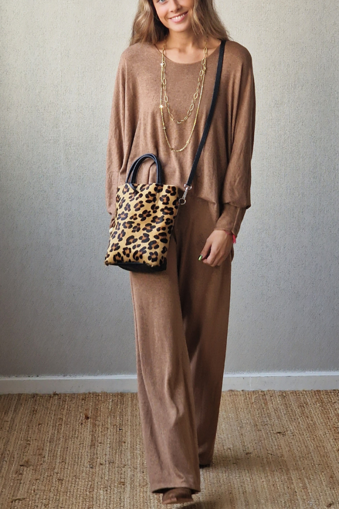 Pantalón de punto básico camel