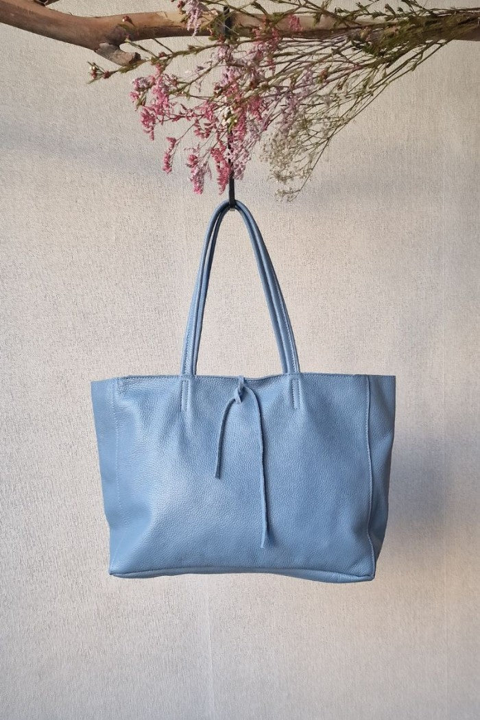 Bolso shopping con cremallera azul nude