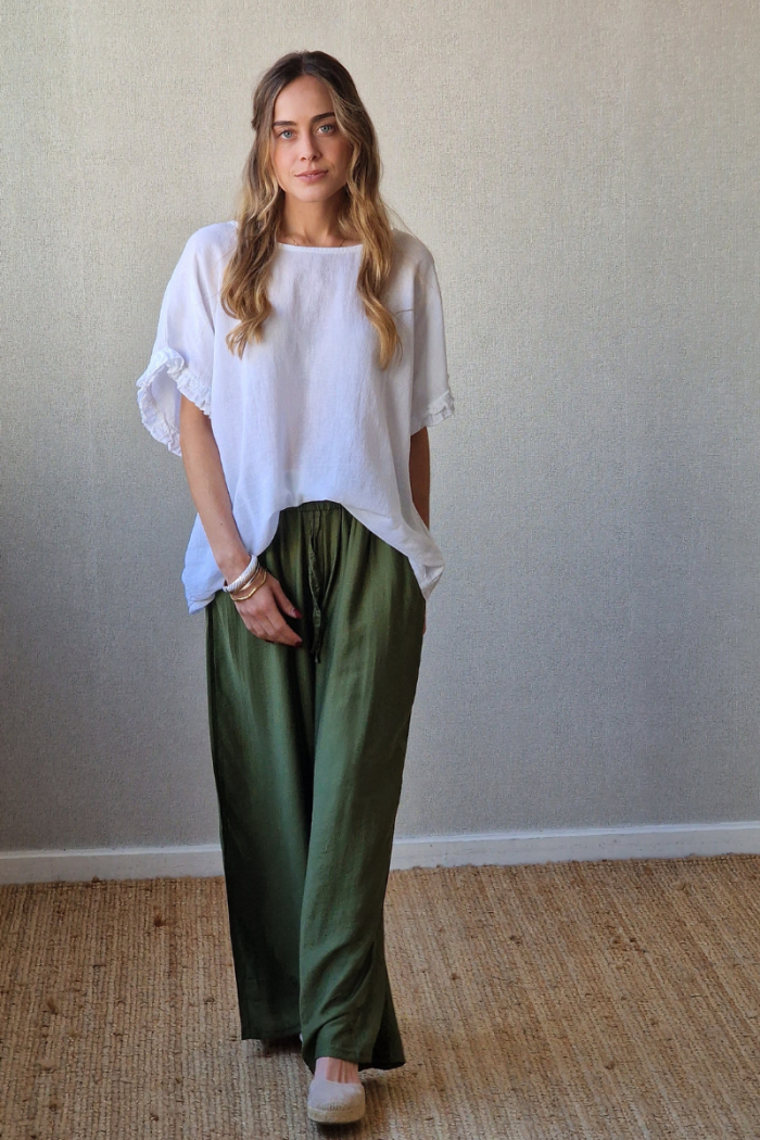 Pantalón cintura elástica verde militar
