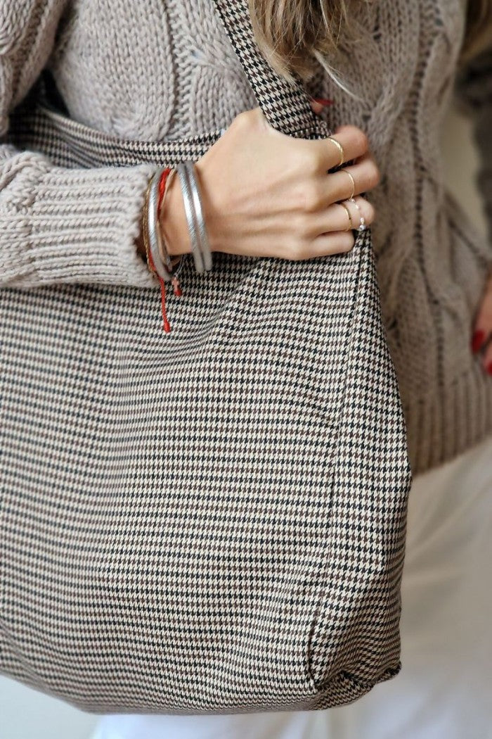 Bolso de tela pata de gallo con opción de personalizarlo