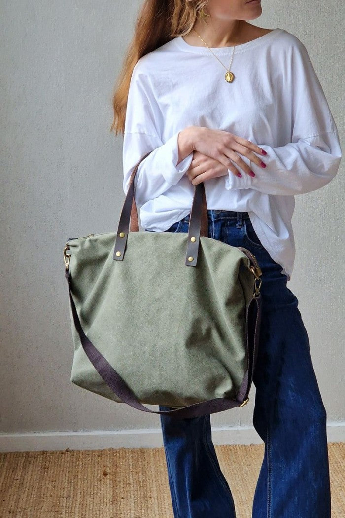 Bolso oversize de loneta verde