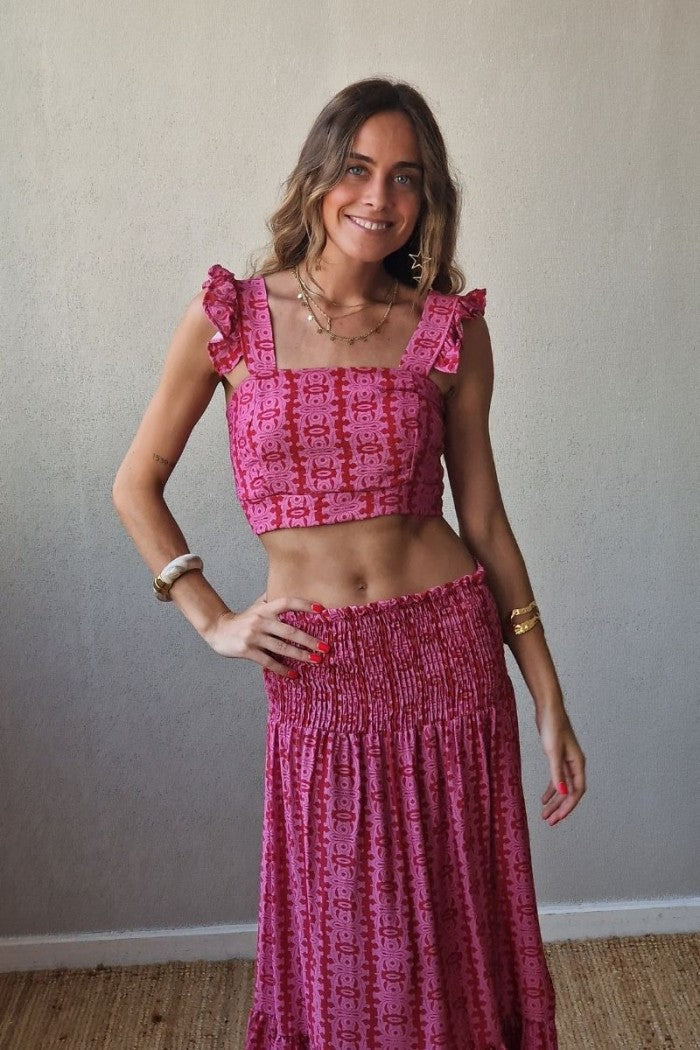 Top estampado fucsia