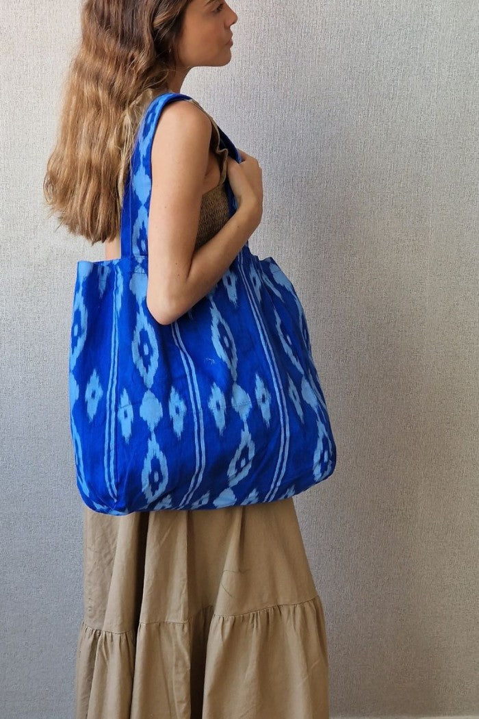 Bolso estampado ikat azul